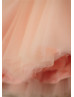 Pink Lace Tulle Knee Length Flower Girl Dress